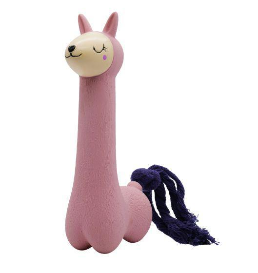 Bud'Z Latex Dog Toy With Squeaker - Llama With Tail Dog 7in